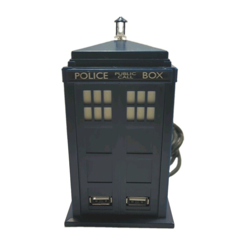 Dr Who BBC Police Call Box Tardis Wired USB Hub 4 Port Lights Up & Sound TESTED
